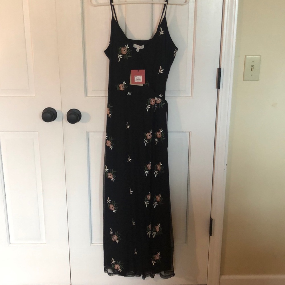 Embroidered Wrap Dress